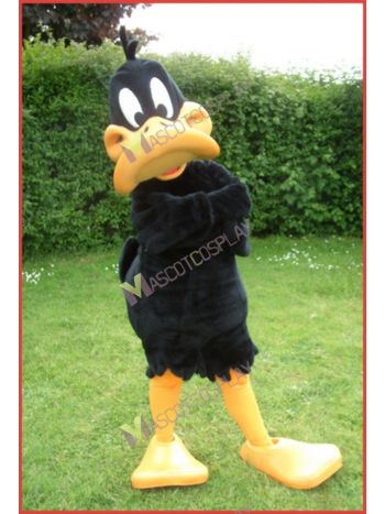 Daffy Duck Mascot Costume Black Duck with Yellow Duck-Bill