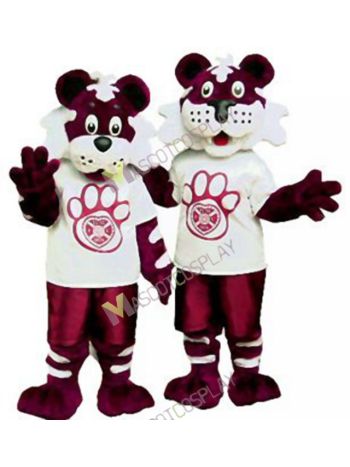 One Dark Red Tiger Mascot Costume