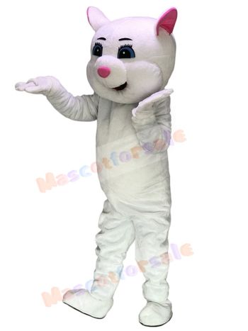 Pink Ears Kitty Cat White Mascot Costumes Cartoon