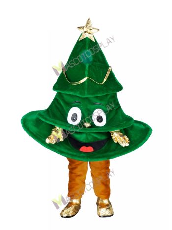 Christmas Xmas Tree Mascot Costume with Golden Star