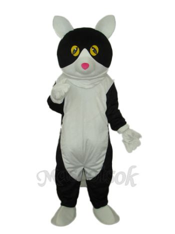 White Belly Black Cat Mascot Adult Costume 
