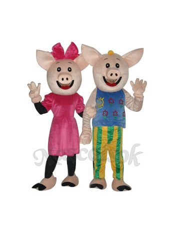 Cocoa Couple Pig Mascot Adult Costume 