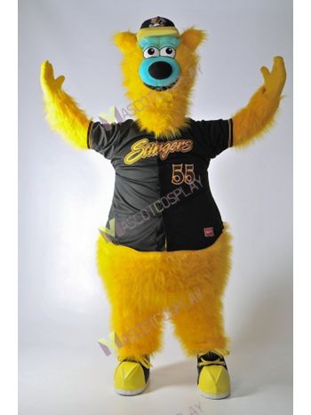 Barry the Bear Willmar Stingers Mascot Costume Yellow Bear Mascot Costume
