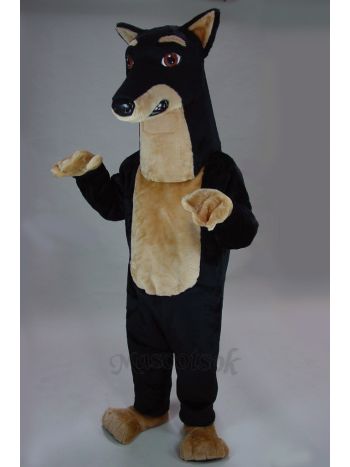 Black Doberman Pinscher Dog Mascot Costume