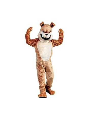 Friendly Tan Bulldog Mascot Costume
