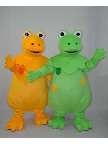 Yellow and Green Dinosaur Brothers Plush Adult Mascot Costume 