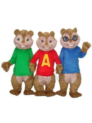 Alvin Simon and Theodore Chipmunk Mascot Adult Costume 