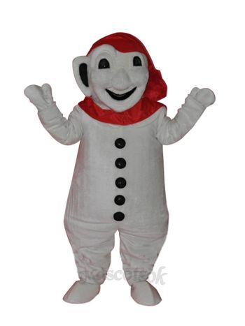 Smiling Snowman with Red Scarf Mascot Adult Costume 
