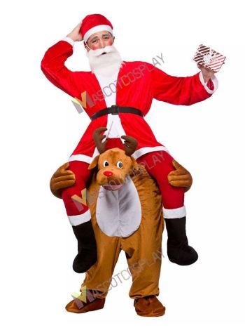 Reindeer Carry Me Mascot Costume Reindeer Carry Santa Claus Christmas Fancy Dress