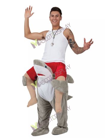 Back Shoulder Shark Carry Me Ride on Stag Mascot Costume Christmas Funny Outfit