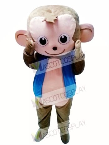 Cute Monkey Mascot Costume in Blue Jacket