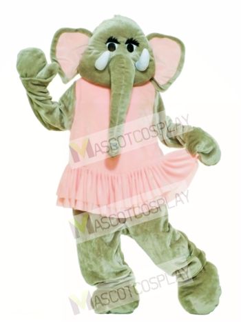Pink Dress Elephant Mascot Costume