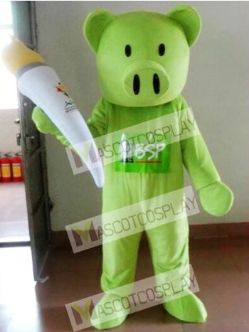 Green Pig Mascot Costume Adult Costume