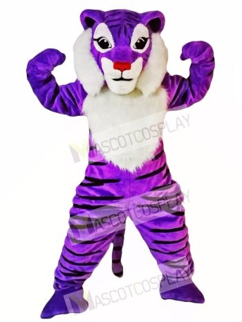Purple Tiger Mascot Costume Animal