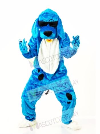 Blue Music Dog Mascot Costume