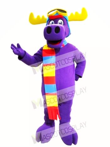 Purple Moose Mascot Costume