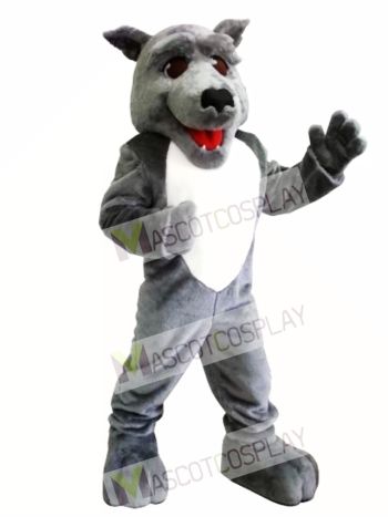 Cute Grey Wolf Mascot Costume