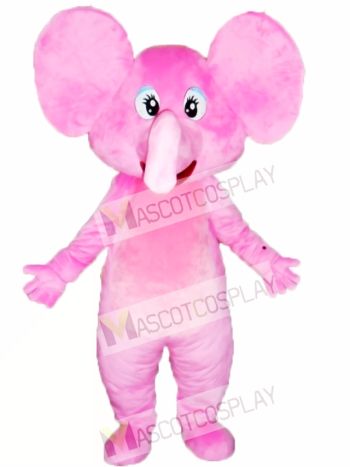 Happy Pink Elephant Mascot Costume