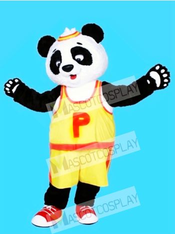 Yellow T shirt Panda Mascot Costume