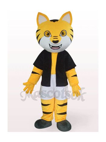 Orange Tiger In Black Underwaist Plush Mascot Costume