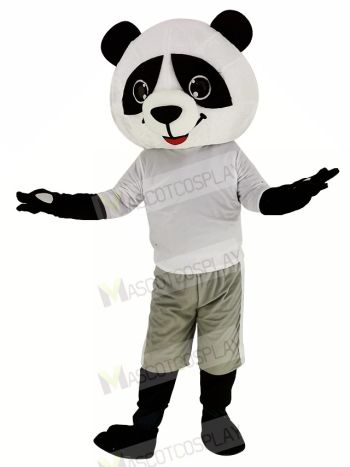 Cute Panda with Gray Coat Mascot Costume Animal