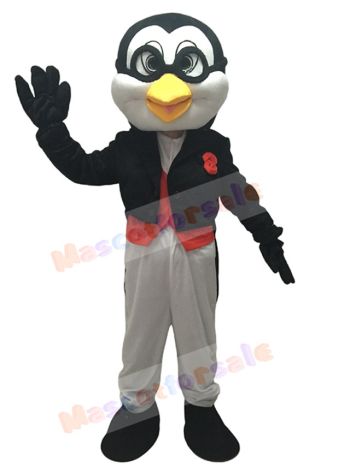 Cute Doctor Penguin in Black Tuxedo Adult Mascot Costume