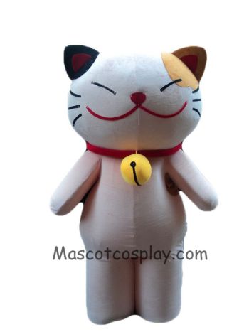 Cartoon Character Adult Lovely Smiley Cat White Cat Mascot Costume 