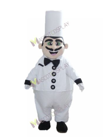 Italian Chef Cook Mascot Costume with Black Bow