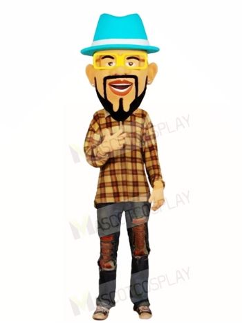 Blue Hat DJ Man Mascot Costumes People