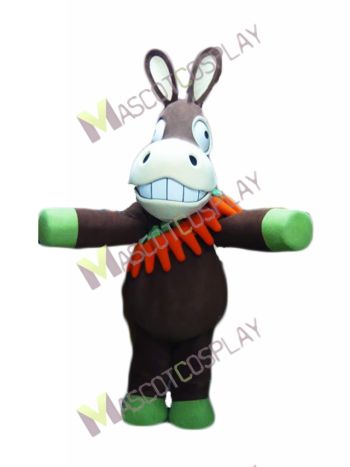 Brown Donkey with Carrots Mascot Costume 