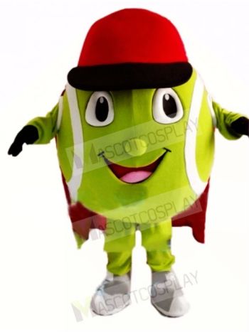 Cartoon Tennis Ball With Red Cap Mascot Costume  