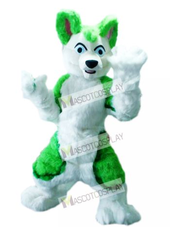 Green Husky Dog Adult Mascot Costume Animal 