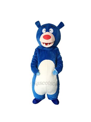 Lovely Blue Bear Short Plush Adult Mascot Costume