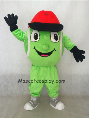 Green Tennis Ball Mascot Costume Cartoon Costume with Red Hat