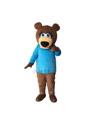 Funny Ms.Bear in Blue T-shirt Mascot Adult Costume
