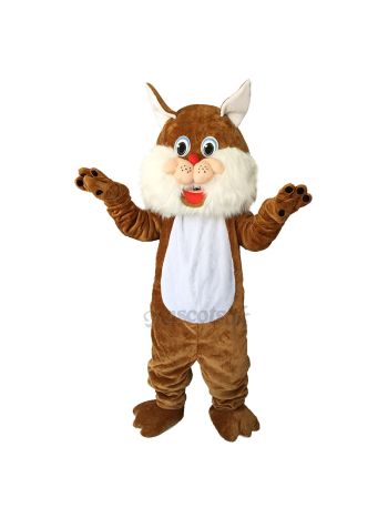 Brown Wirey Wildcat Mascot Costume