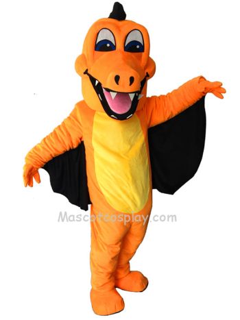 New Orange Dragon with Wing Mascot Costume