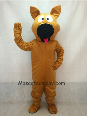Black Big Nose Brown Dog with Pink Tongue Mascot Adult Costume