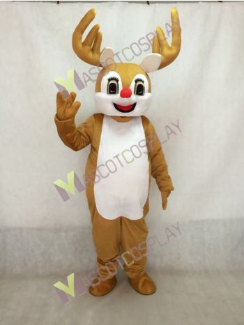 Bambi Deer with Red Nose Mascot Costume