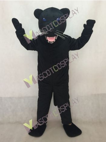 Black Pantera Panther Mascot Costume in Blue Eyes
