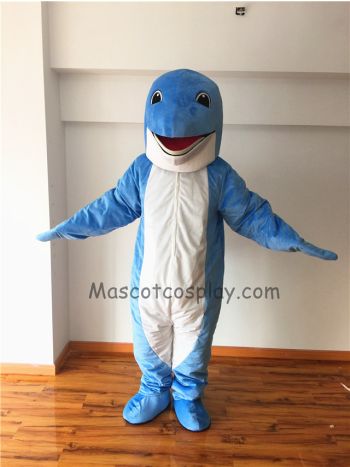 Cute Blue Dolphin Mascot Costume