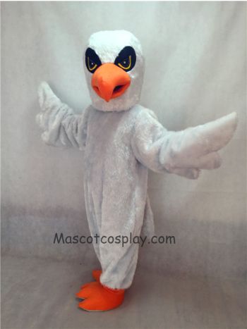 White Hawk Mascot Costume with Yellow Eyes
