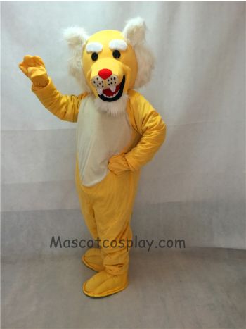 Realistic Muscle Yellow Wildcat Mascot Costume 