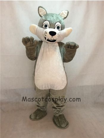 Grey Gray Long-haired Wolf Mascot Adult Costume