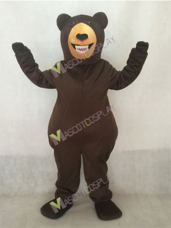 Fierce Dark Brown Grizzly Bear Mascot Costume