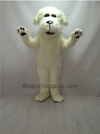 Cute White Plush Fluff Dog Mascot Costume