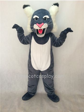Cute Grey Wildcat Mascot Costume  