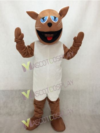 Brown Cat with White Belly Mascot Costume