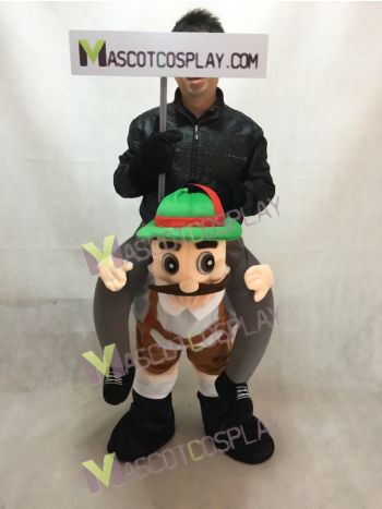 Piggy Back Shoulder Bavarian Oktoberfest Big Eyes Beer Guy Carry Me Mascot Costume