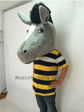 Fierce New Gray Mustang Horse Head ONLY Mascot Costume